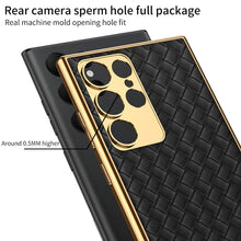 Load image into Gallery viewer, Premium Leather Case With Gold Electroplating For Galaxy S23 Ultra