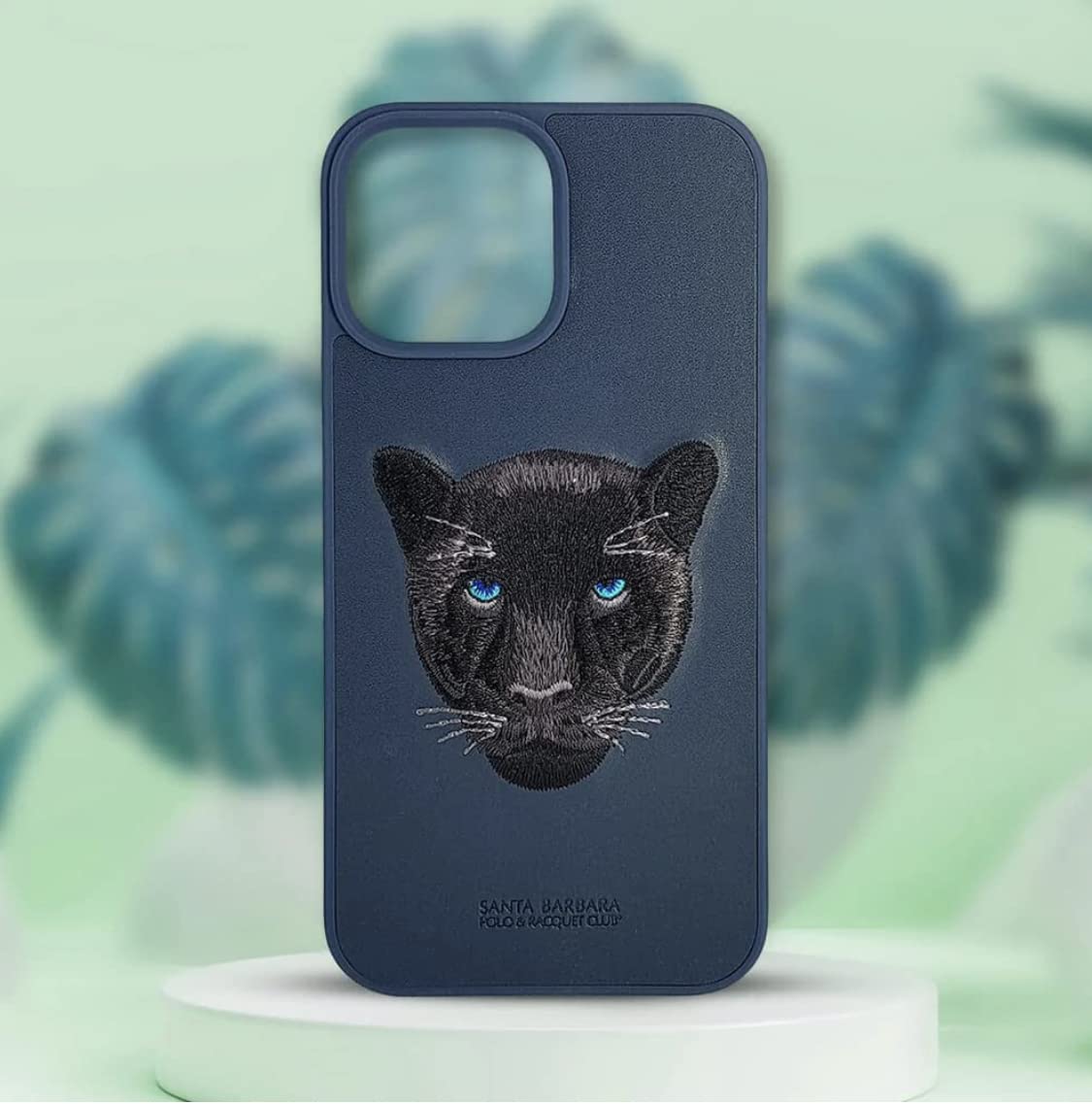 Luxury Panther Embroidered Leather Case for iPhone 13 Pro