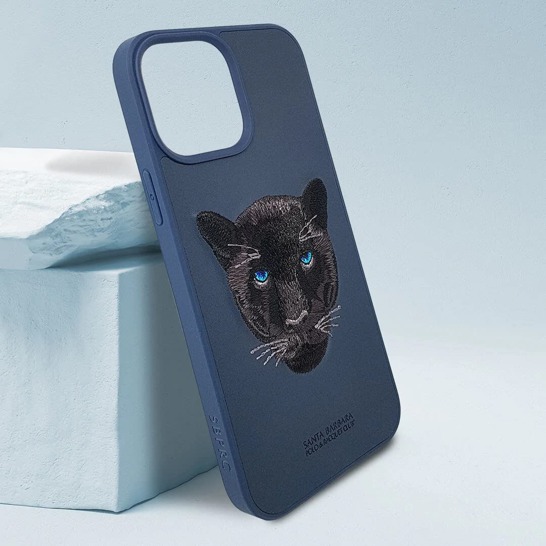 Luxury Panther Embroidered Leather Case for iPhone 13 Pro