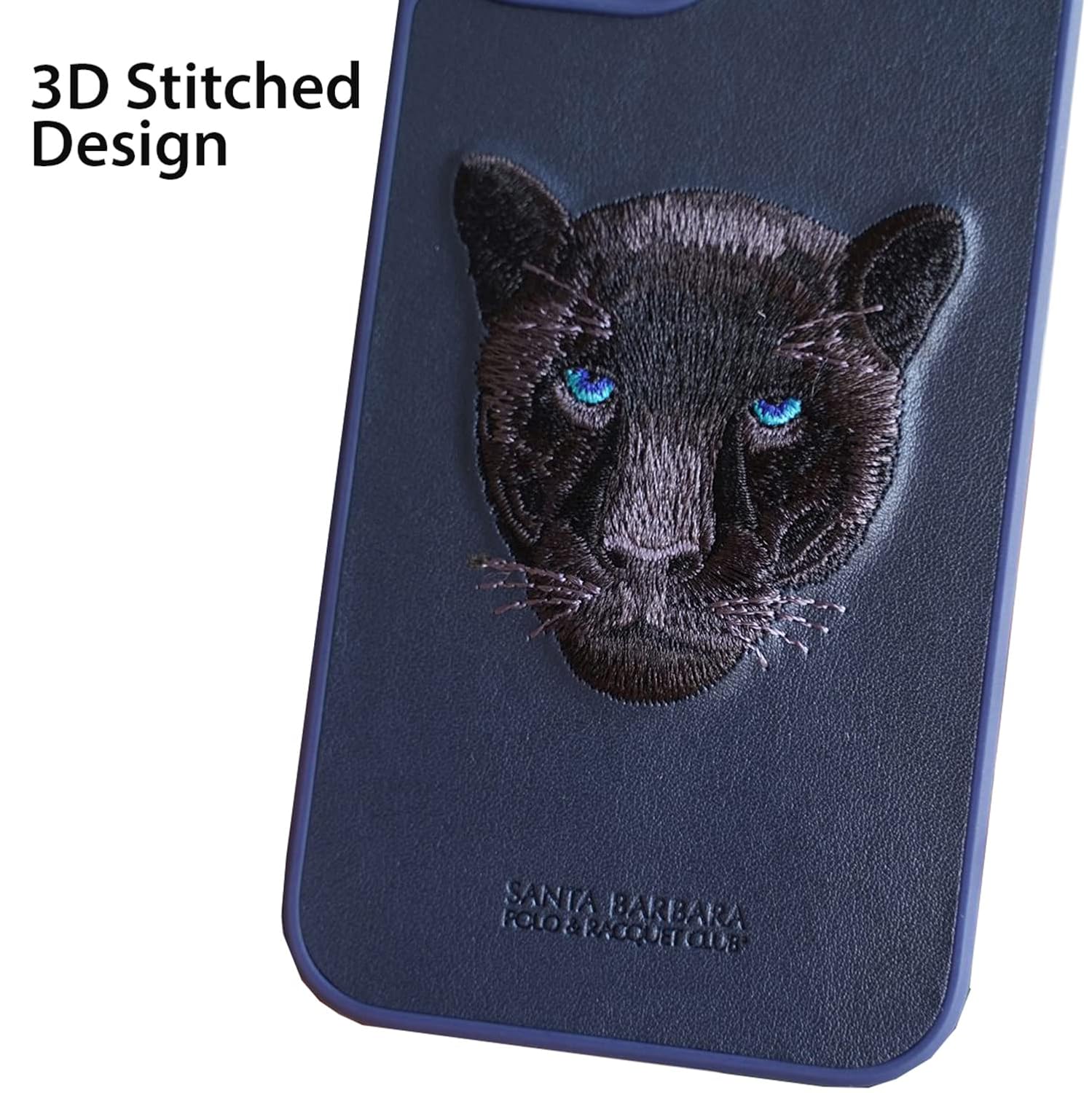 Luxury Panther Embroidered Leather Case for iPhone 13 Pro