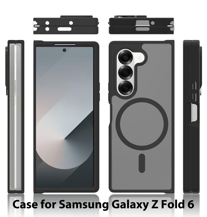 Luxury Translucent Mobile Phone Case with Magnetic Ring Skin Feeling for Samsung Galaxy Z Fold 5 Case