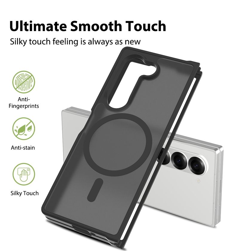 Luxury Translucent Mobile Phone Case with Magnetic Ring Skin Feeling for Samsung Galaxy Z Fold 5 Case