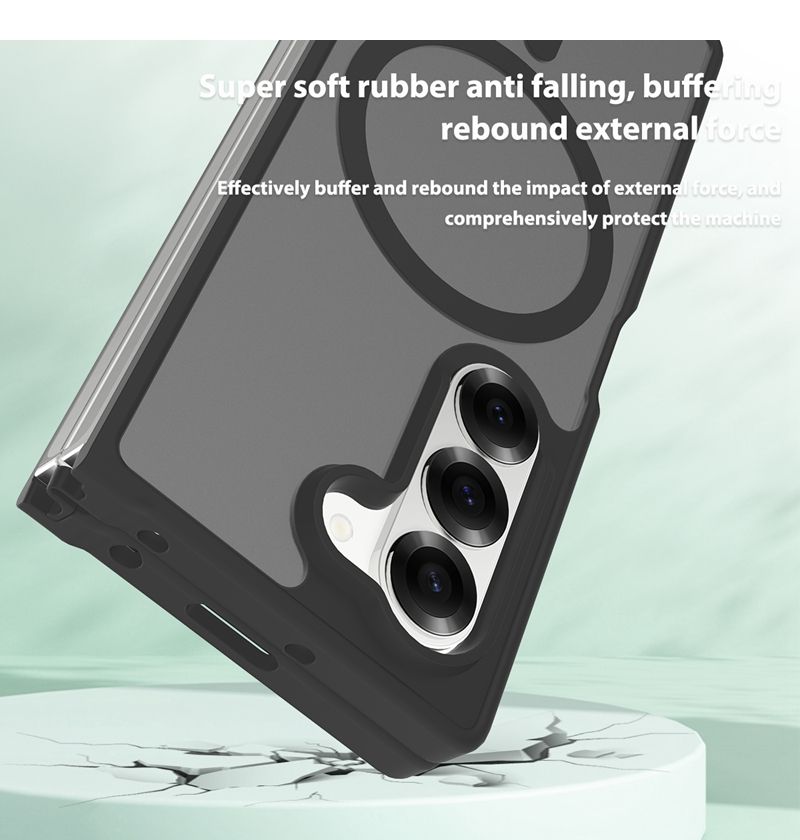 Luxury Translucent Mobile Phone Case with Magnetic Ring Skin Feeling for Samsung Galaxy Z Fold 5 Case