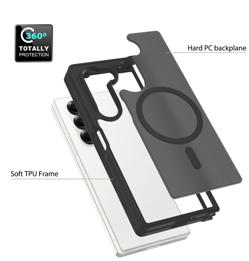 Luxury Translucent Mobile Phone Case with Magnetic Ring Skin Feeling for Samsung Galaxy Z Fold 5 Case