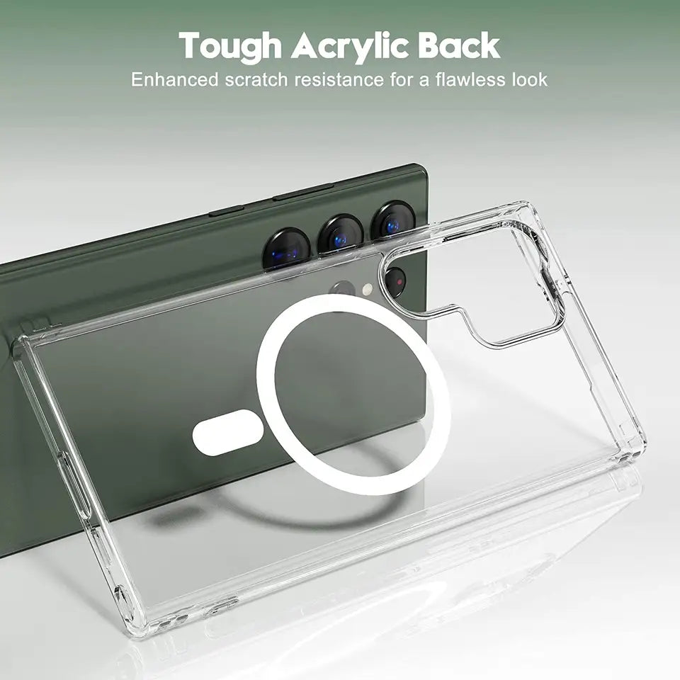 Galaxy S25 Ultra, S24 Ultra, S23 ultra  MagSafe Transparent Hard PC Back Case – Anti-Yellow Lifetime Guarantee
